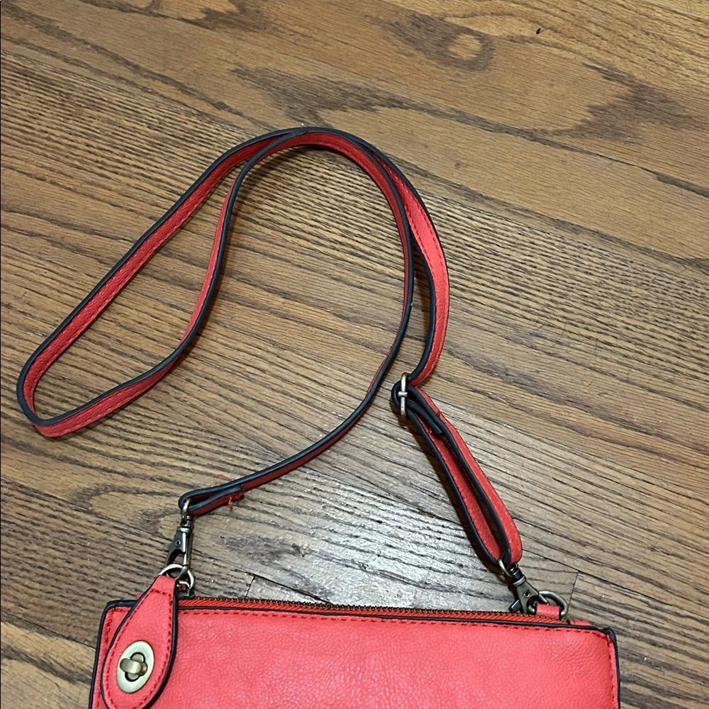 Joy Susan Purse Coral Vegan Leather Mini Crossbody/Clutch Travel Wristlet - Picture 7 of 9
